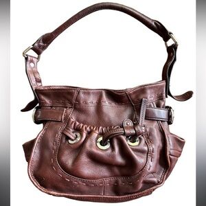 B. Makowsky Rich Brown Leather Shoulder Bag